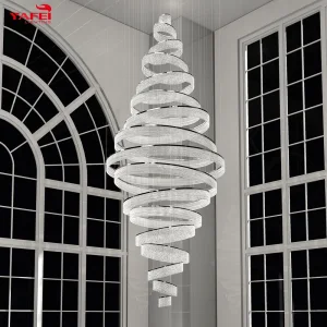 Style Indoor Decoration Hotel Lobby Staircase Villa Crystal LED Ring Luxury Chandelier