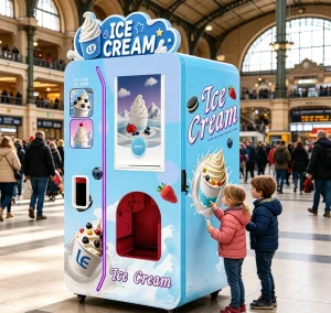 Turnkey Air-Cooled Soft Serve Vendor  24/7 Operation 1 Flavor  3 Dry & 3 Liquid Toppings