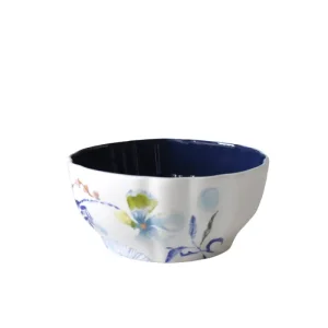 OEM Watercolor Style Color Block Hand Painted Floral Ceramic Bowl with Scalloped Edge Factory, Factories