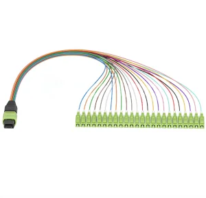 Cheap 24f MPO-LC 24fo OM5 50/125 MTP-LC Fan-out 0.9mm 0.3m Optical Fiber Patch Cord Suppliers, Quotes