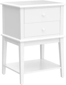 Modern White Nightstand with Drawers for Bedroom