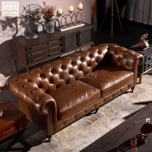 Luxury Living Room Furniture Home Furniture Hotel Office Antique Handmade Classic Chesterfield Genuine Leather Sofa
