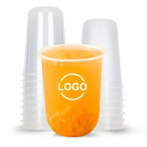 Customized Disposable PET Plastic Cups Clear U-Shaped Lid For Takeaway Cold Drinks Ice Coffee Lemon Juice Bubble Tea Vodka Milk