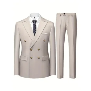 New Design Men's Business Suits 2 Pieces Slim Fit Set Double Breasted Zipper Fly Custom Daily Prom Wedding Suits for Men Worsted