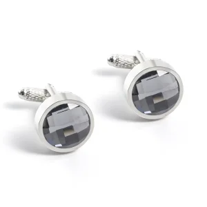 Wholesale Factory Price Copper Material Round Gemstone Cufflinks Blue Zirconia Men's Cufflinks CS0091-1 Supplier, Factories