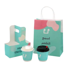 Saco de papel ecológico para levar, caixa de papel, copo de papel, impressão personalizada, presente de luxo, bolo, pizza, café, loja