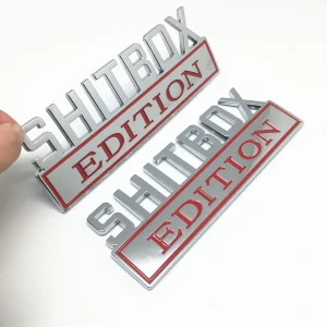 Shitbox Edition Emblem Fit for Silverado Camaro Emblem Fender Badge Decal Sticker Logo Car Accessories Car Parts Decoration ABS Plastic Big Size