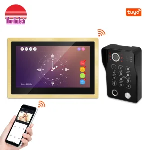 Wireless Doorphone Camera Doorbell Intercom Multi Apartment Video Door Phone Intercom with Stainless Steel Door Station with Keypad and Card Reader