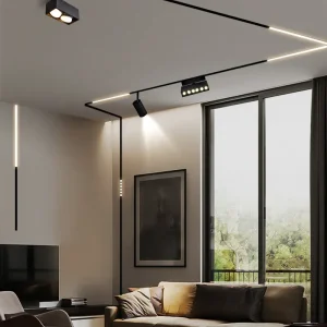 Ultra-Thin Magnetic Track Lighting System - Black/White Surface Mount LED Rail