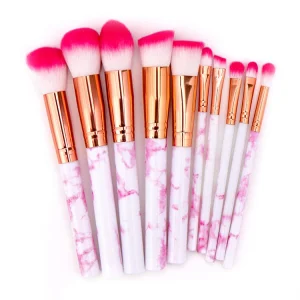 10 Conjunto de Pincéis de Maquiagem em Mármore Cabo Personalizado Fashionável Pincel Azul Pavao Etiqueta Privada Pincéis Cosméticos Maquillaje