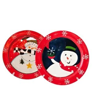 Discount Christmas Cartoon Snowman Dolomite Decorative Plate Set - 2 Piece Factories, Company