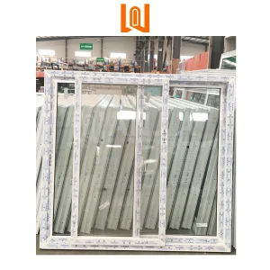 Customized Anti-Theft Horizontal UPVC Sliding Kitchen Window Magnetic Screen Engineered Vinyl Windows for Villas Plastic Frame