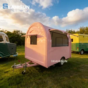 Pizza Outdoor Mobile Bar Concession Food Catering BBQ Ice Cream Coffee Roundness Ice Cream Push Cart Snack Kiosk Food Truck Fast Food Trailer with Full Kitchen