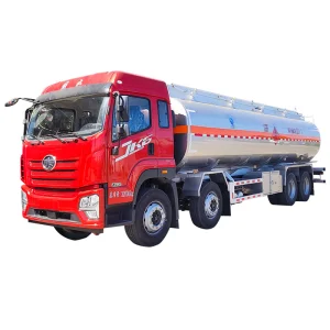 FAW 8X4 Aluminum Alloy Fuel Tanker Oil Tank Truck with Fuel Bowser