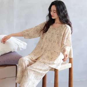 Conjunto de pijamas de verano de lujo suelto