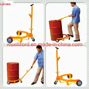 Chinese Factory Stocked 500kg Mechanical 3-Wheel Barrel Trolleys Manual Drum Hand Truck Trolley Low Profile Drum Handling Caddy Drum Handler Drum Mover DC500
