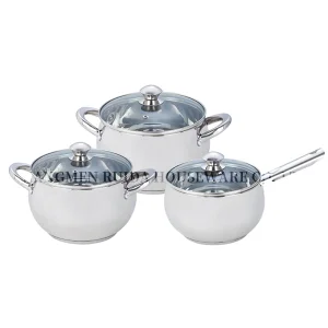 6PCS Stainless Steel Kitchenware Cookware Saucepan with Apple Shape Design