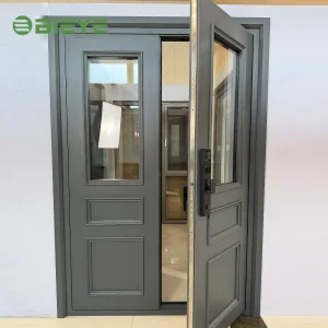 Morden Double Glass Entry Doors for Center Front Pivot Door Main Entrance Aluminium Glass Pivot Door Casement Grill Design