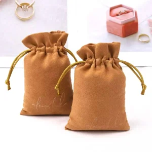 Custom Logo Printing Small Jewelry Packaging Suede Pouch
