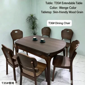 Modern Minimalist Oak Frame Dining Room Set with Glass Table
