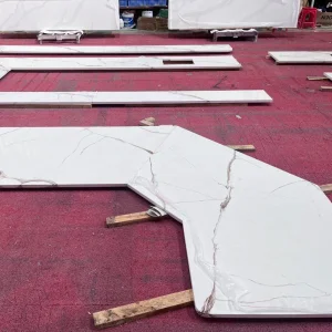 Marble Pattern Calacatta Series Quartz Kitchen Slab for Countertop Bathroom