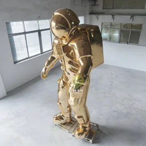 Customized Fiberglass Astronaut Sculpture with Golden Mirror Finish