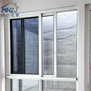 Construcción de perfil de casa de vidrio doble de material plástico residencial, puertas deslizantes de vidrio doble de PVC/UPVC, ventanas de acristalamiento deslizante con lamas personalizadas
