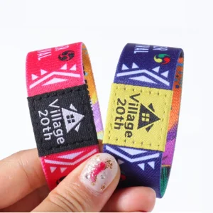 Customized Thin Elastic Sublimation Polyester Sport Wristband with Custom Logo Woven Label