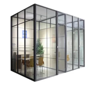 Acoustic Modular Clear Tempered Singel Double Glazed with MDF Chip Board Partition Wall for Office