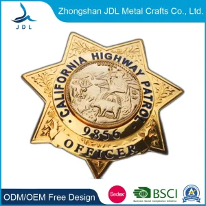 Fine Low Price Printed Rubber Ziinc Alloy Metal Custom Security Police Badges