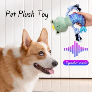 New Arrival Pet Supply Plush Animal Rabbit Deer Frog Ringing Paper Cotton Rope Dog Chew Cat Interactive Toy