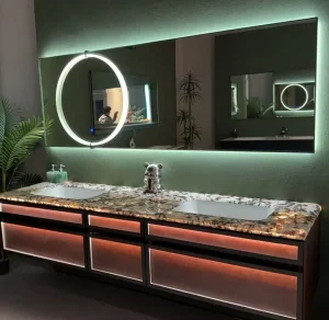 Smart Round Bathroom Mirror with Anti-Fog and Bluetooth Speaker