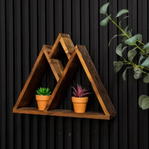 Triangle Mountain Design Wood Home Decor Wall Floating Shelf for Living Room