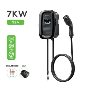 Type 2 IEC62196 Floor-Mounted/Wall-Mounted AC EV Charging Station Single Phase 32A 7kw Optional AC Charging Pile