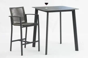Cheap Outdoor barstool aluminum frame all-weather PE twist rattan weaven back bar stools AD722008B