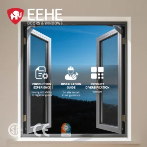 EEHE Modern Aluminum Alloy Casement Windows Security Screen CE Certified Thermal Break Triple Insulated Glass Energy Star