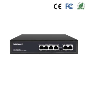 4 Channel POE Switch PSE Solution Rack Mount AI PoE Switch 4 Port 10/100M + 2 Uplink for IP Cameras and Wireless AP