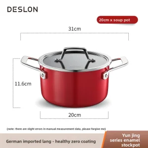 Factory OEM Wholesale Three Layer Steel Soup Pot Full Enamel Coating Stainless Steel Body Food Grade All Stove Compatible