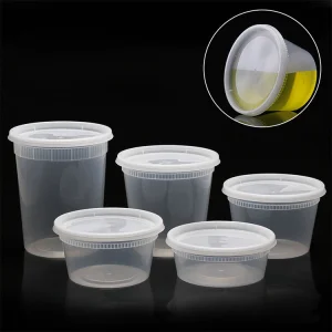 Soup Deli Container Leakproof Round Pet Plastic Disposable Food Storage Container with Lids Dessert Cup