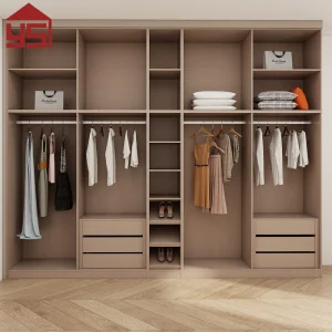 Solid Wood Veneer Walk-in Wardrobe Open Closet