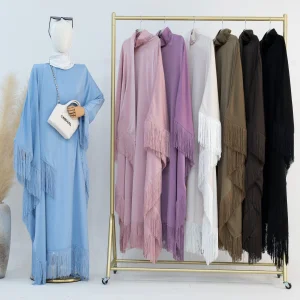 2023 Satin Tassels Closed Abaya