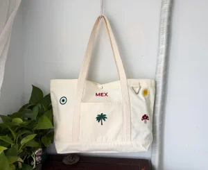 Custom Logo & Customizable Size Embroidered Canvas Shopping Bag