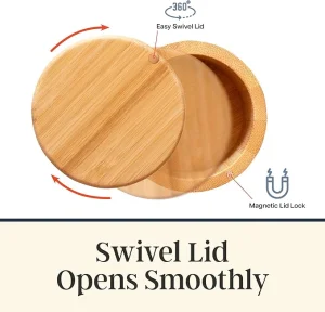 Totally Bamboo Salt Cellar with Swivel Lid That Bamboo Spice Box Storage Container for Kitchen Storage with Magnetic Closure