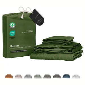 Queen Sheets by 100% Organic Viscose Derived From Bamboo Bed Sheet Set