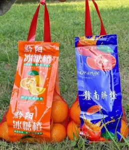 Saco de Malha Plástica Tubular para Embalagem de Frutas Laranja Cítrica Cara Cara