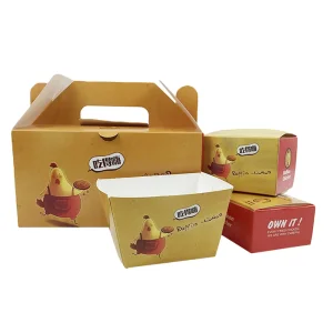 Embalagem de papel descartável biodegradável para alimentos, caixa de frango frito, ecológica