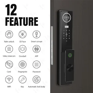 Tuya WiFi 3D Face Recognition Intercom Entry Smart Lock for Home 6068 Mortise Digital Door Lock Palm Fingerprint Card Key with