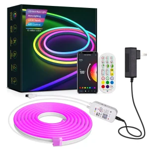3m Silicone Neon LED Strip Bluetooth Remote and APP Control RGB Strip Light for Home Party Decor