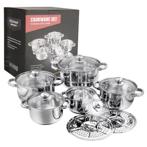 Premium Good Kitchen Cooking 10pcs 12pcs Thick Stainless Steel Non Stick Kitchenware Soup Pot Cookware Sets