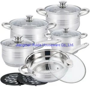 Induction Capsule Bottom Cooking Pot 12PCS Stainless Steel Cookware Kitchenware Set